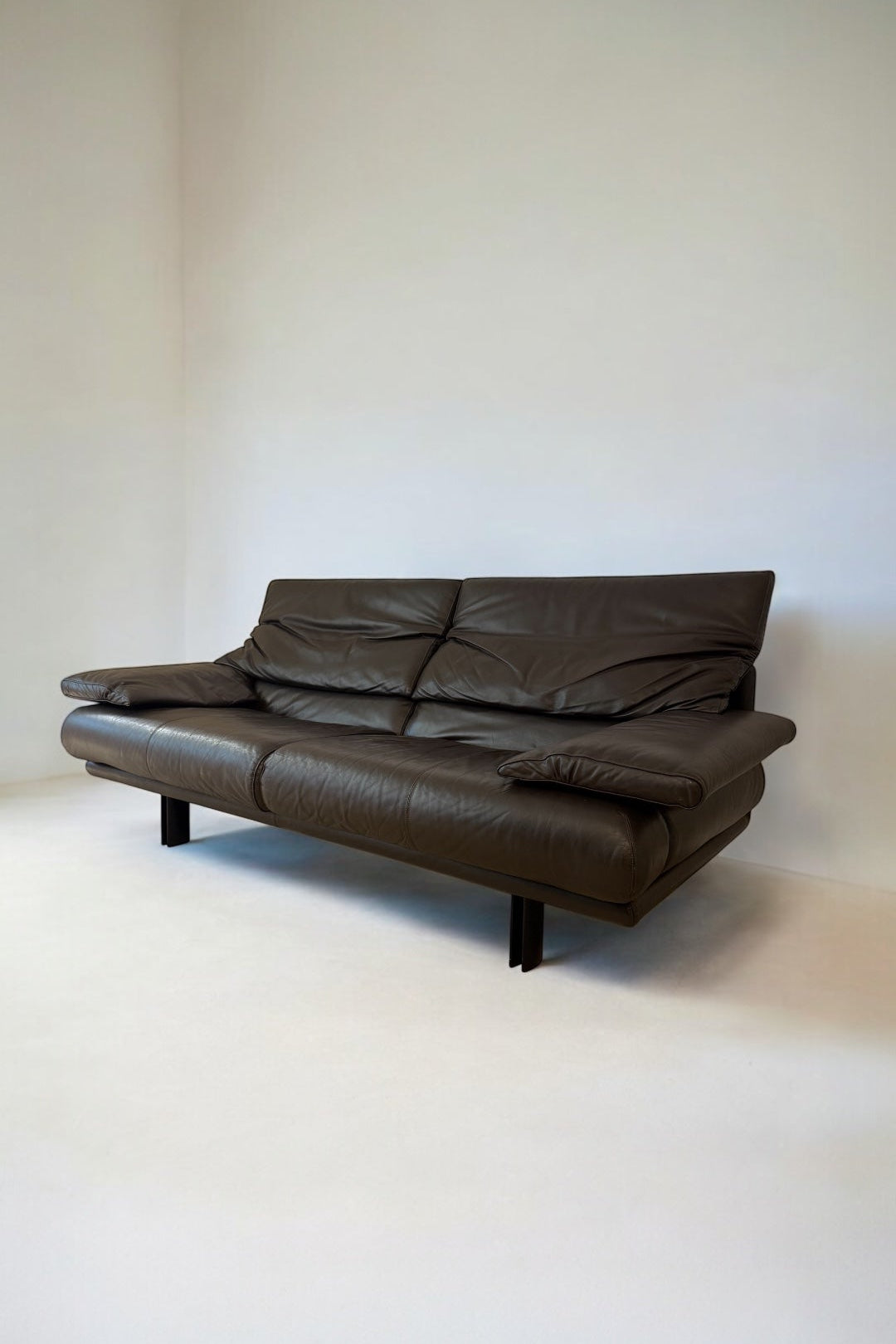 VINTAGE 80S ALANDA SOFA CHOC BROWN BY PAOLO PIVA FOR B&B ITALIA