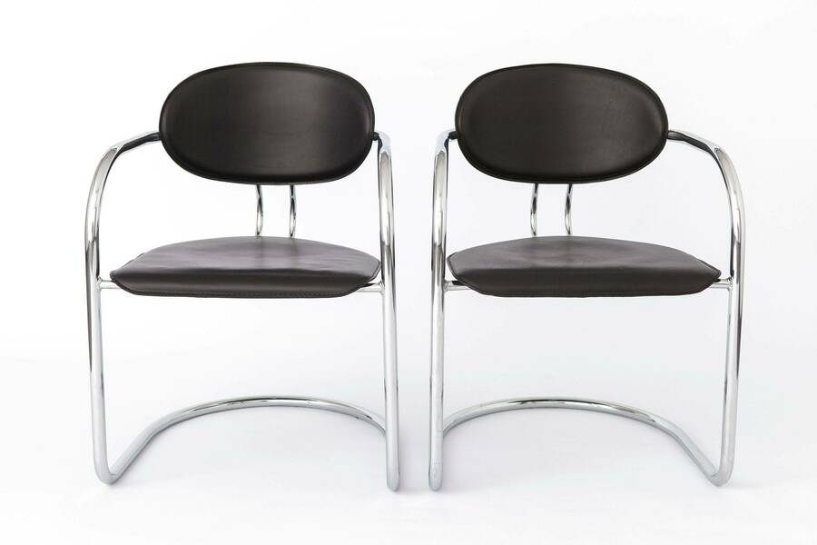 VINTAGE 80S ITALIAN SLIDING CHAIRS BY EFFEZETA (CHROME/BLACK