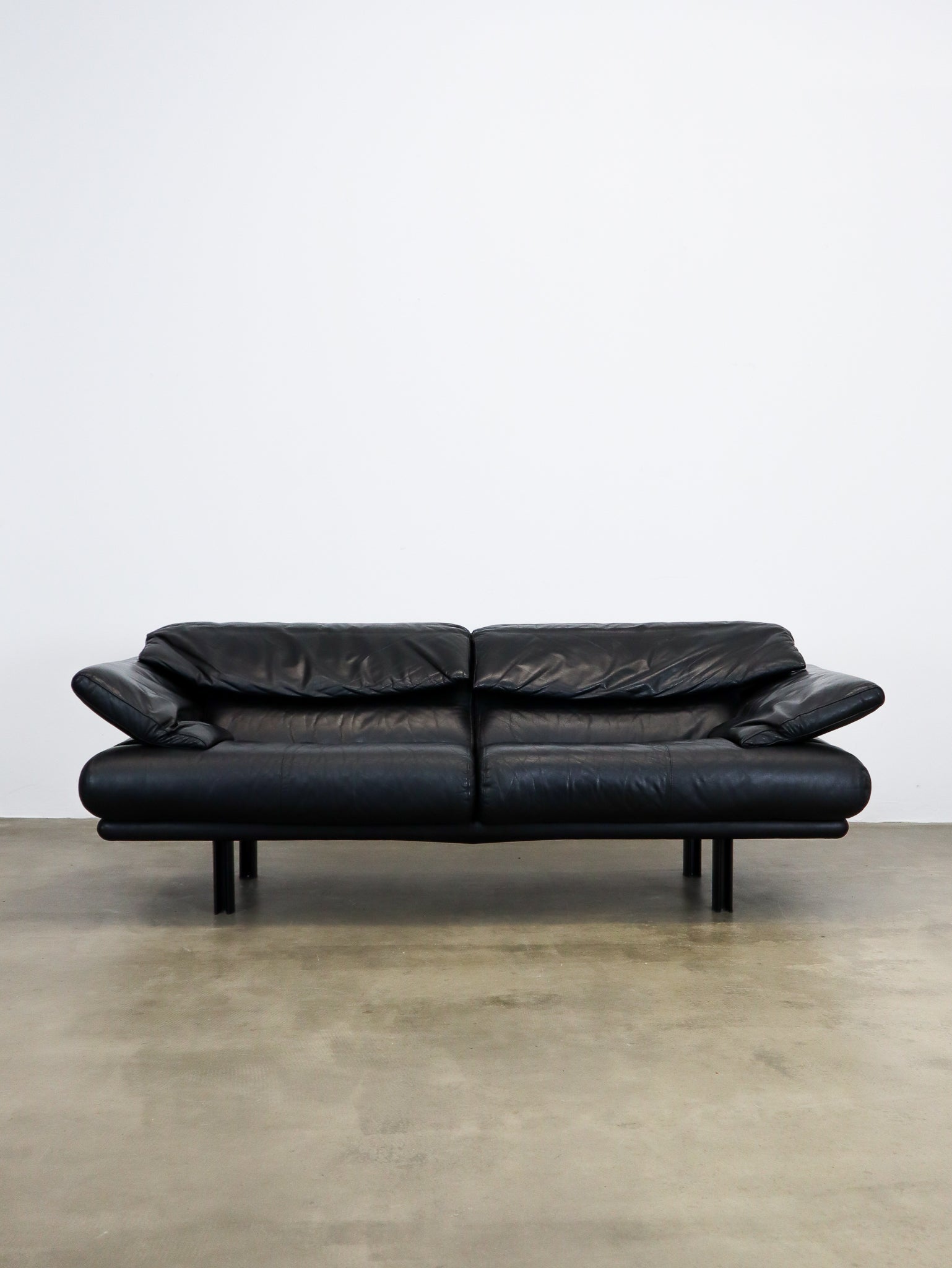 VINTAGE 80S BLACK LEATHER ALANDA SOFA BY PAOLO PIVA FOR B&B